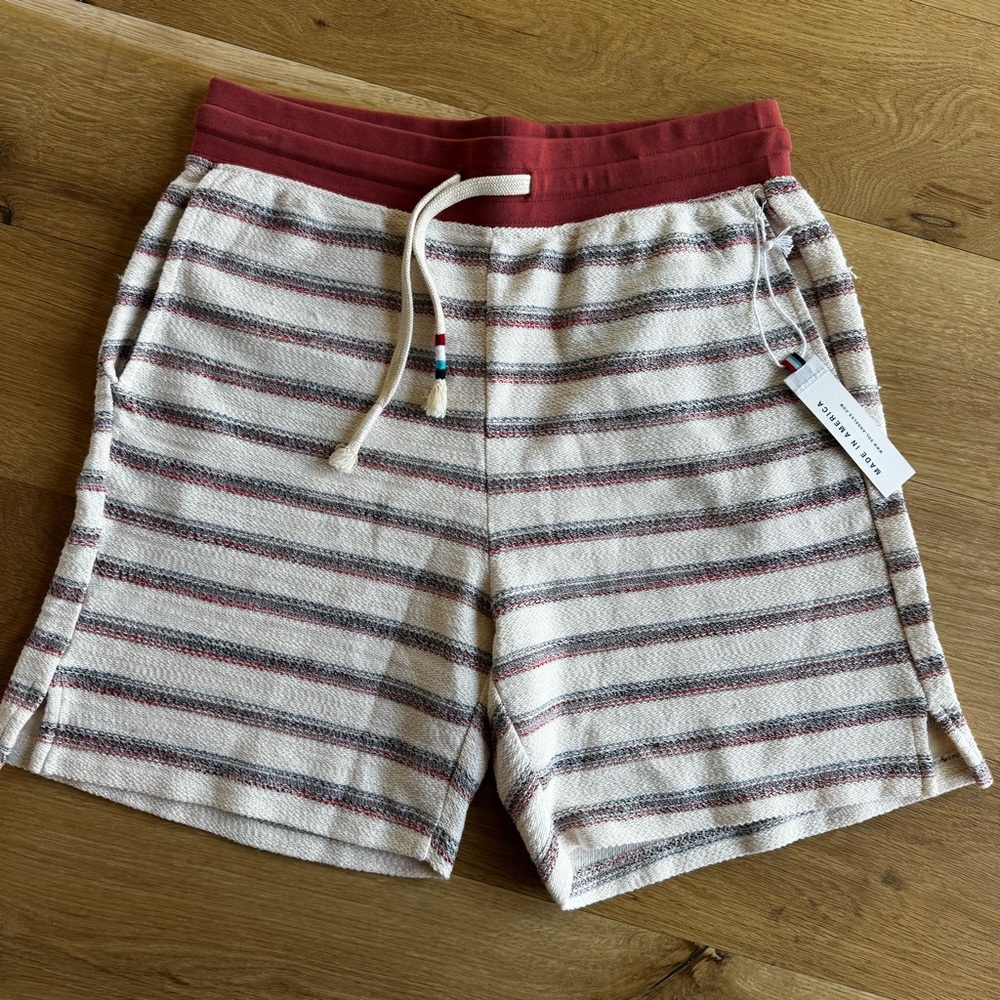 Striped Cream and Maroon Men’s Casual Shorts -